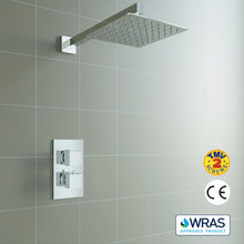 Load image into Gallery viewer, AIDAL Concealed SquareThermostatic Shower Mixer Chrome Twin Head Valve Set