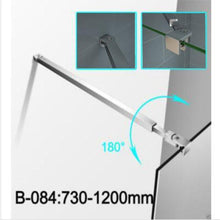 Load image into Gallery viewer, 8mm Nano Glass Wet Room Screens with Adjustable Arm long 730mm-120mm Various Sizes (Height - 1850mm/1950mm/2000mm)