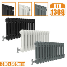 Load image into Gallery viewer, 2Column Traditional Cast Iron Style radiator Horizontal 300x605 White Anthracite Vintage Rads
