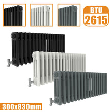 Load image into Gallery viewer, 3Column Traditional Cast Iron Style radiator Horizontal 300x830 White Anthracite Vintage Rads