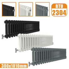 Load image into Gallery viewer, 2Column Traditional Cast Iron Style radiator Horizontal 300x1010 White Anthracite Vintage Rads