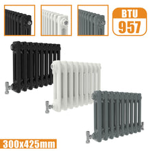 Load image into Gallery viewer, Column Traditional Cast Iron Style Rads Horizontal 300x425 White Anthracite Vintage Radiator