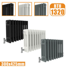 Load image into Gallery viewer, 3Column Traditional Cast Iron Style Rads Horizontal 300x425 White Anthracite Vintage Radiator