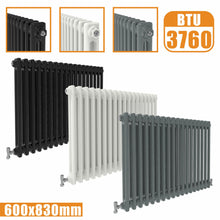 Load image into Gallery viewer, 2Column Traditional Cast Iron Style radiator Horizontal 600x830 White Anthracite Vintage Rads