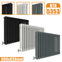 Load image into Gallery viewer, 3Column Traditional Cast Iron Style radiator Horizontal 600x830 White Anthracite Vintage AICA Rads