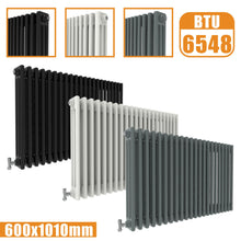 Load image into Gallery viewer, 3Column Traditional Cast Iron Style radiator Horizontal 600x1010 White Anthracite Vintage AICA Rads