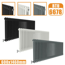 Load image into Gallery viewer, 2Column Traditional Cast Iron Style radiator Horizontal 600x1460 White Anthracite Vintage AICA Rads