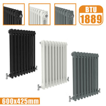 Load image into Gallery viewer, 2Column Traditional Cast Iron Style radiator Horizontal 600x425 White Anthracite Vintage Rads
