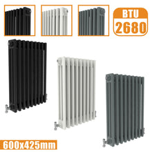 Load image into Gallery viewer, 3Column Traditional Cast Iron Style radiator Horizontal 600x425 White Anthracite Vintage Rads