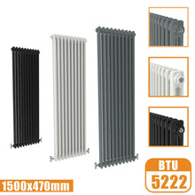 Load image into Gallery viewer, 2Column Traditional Cast Iron Style 1500x470 Radiator Vertical Tall Vintage AICA Rads