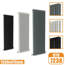 Load image into Gallery viewer, 3Column Traditional Cast Iron Style 1500x470 Radiator Vertical Tall Vintage AICA Rads