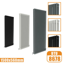 Load image into Gallery viewer, 3Column Traditional Cast Iron Style 1500x560 Radiator Vertical Tall Vintage AICA Rads