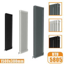 Load image into Gallery viewer, 3Column Traditional Cast Iron Style 1500x380 Radiator Vertical Tall Vintage AICA Rads