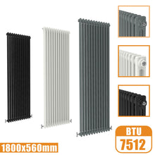 Load image into Gallery viewer, 2Column Traditional Cast Iron Style 1800x560 Radiator Vertical Tall Vintage AICA Rads