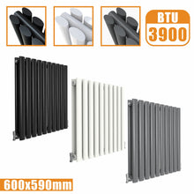 Load image into Gallery viewer, Horizontal Oval Column Double Designer radiator 600x590 White Anthracite Grey AICA