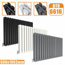 Load image into Gallery viewer, Horizontal Oval Column Double Designer radiator 600x1003 White Anthracite Grey AICA