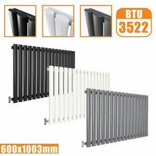 Load image into Gallery viewer, Horizontal Oval Column single Designer radiator 600x1003 White Anthracite Grey AICA