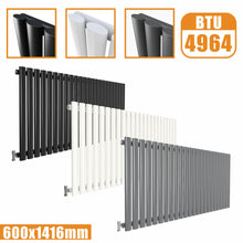 Load image into Gallery viewer, Horizontal Oval Column single Designer radiator 600x1416 White Anthracite Grey AICA