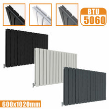 Load image into Gallery viewer, Designer Radiator Horizontal White Grey Flat Panel 600x1020 Rads double Panel AICA