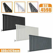 Load image into Gallery viewer, Designer Radiator Horizontal White Grey Flat Panel 600x1428 Rads Single Panel AICA