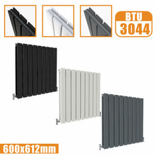 Load image into Gallery viewer, Designer Radiator Horizontal White Flat Panel 600x612 Rads double Panel AICA