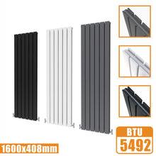 Load image into Gallery viewer, Designer Radiators,Vertical,Tall,Flat Panel,Double 1600x408mm AICA