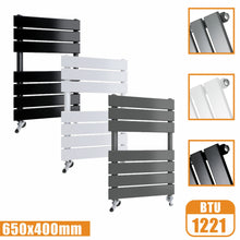 Load image into Gallery viewer, Flat Panel Heated Towel Rail ladder Radiator Anthracite White Black 650x400 AICA