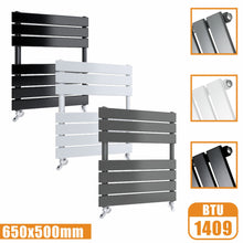 Load image into Gallery viewer, Flat Panel Heated Towel Rail ladder Radiator Anthracite White Black 650x500 AICA