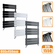 Load image into Gallery viewer, Flat Panel Heated Towel Rail ladder Radiator Anthracite White Black 800x450 AICA