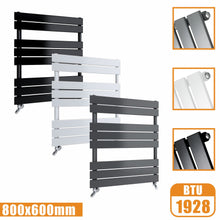 Load image into Gallery viewer, Flat Panel Heated Towel Rail ladder Radiator Anthracite White Black 800x600 AICA