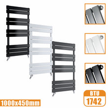 Load image into Gallery viewer, Flat Panel Heated Towel Rail ladder Radiator Anthracite White Black 1000x450 AICA