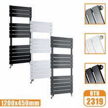 Load image into Gallery viewer, Flat Panel Heated Towel Rail ladder Radiator Anthracite White Black 1200x450 AICA