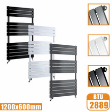 Load image into Gallery viewer, Flat Panel Heated Towel Rail ladder Radiator Anthracite White Black 1200x600 AICA