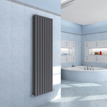 Load image into Gallery viewer, Oval Column Radiator White/Anthracite Vertical Designer Central Heated Rads
