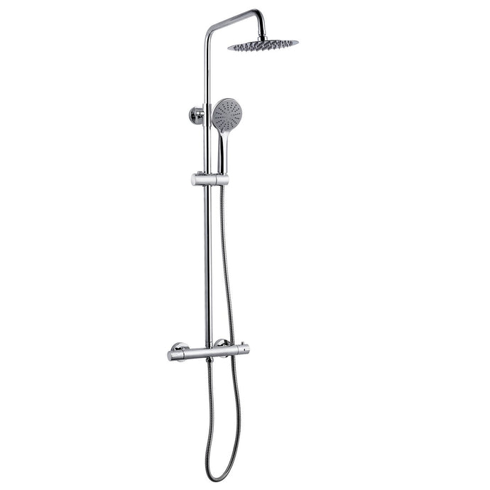 AIDAL Thermostatic Exposed Shower Mixer Bathroom Twin Head Large Round Bar Set Chrome