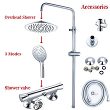 Load image into Gallery viewer, AIDAL Bathroom Shower Mixer Thermostatic Set Twin Head Chrome Exposed Valve Round Set
