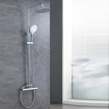 Load image into Gallery viewer, AIDAL Bathroom Shower Mixer Thermostatic Set Twin Head Chrome Exposed Valve Round Set
