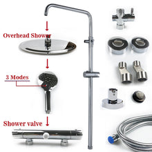 Load image into Gallery viewer, AIDAL Thermostatic Shower Mixer Set Exposed Round Twin Head Chrome Valve 10&quot; Overhead
