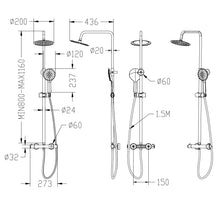 Load image into Gallery viewer, AIDAL Thermostatic Exposed Shower Mixer Bathroom Twin Head Large Round Bar Set Chrome
