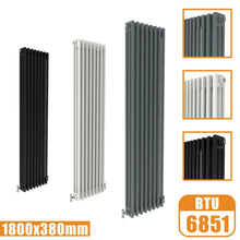Load image into Gallery viewer, 3Column Traditional Cast Iron Style 1800x380 Radiator Vertical Tall Vintage AICA Rads

