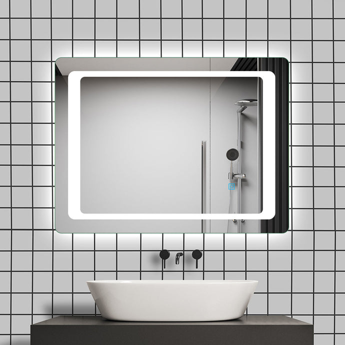 LED Illuminated Bathroom Mirror inc. Lights , Demister  &  Single Touch Sensor