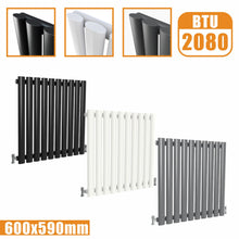 Load image into Gallery viewer, Horizontal Oval Column single Designer radiator 600x590 White Anthracite Grey AICA 
