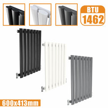 Load image into Gallery viewer, Horizontal Oval Column single Designer radiator 600x413 White Anthracite Grey AICA 
