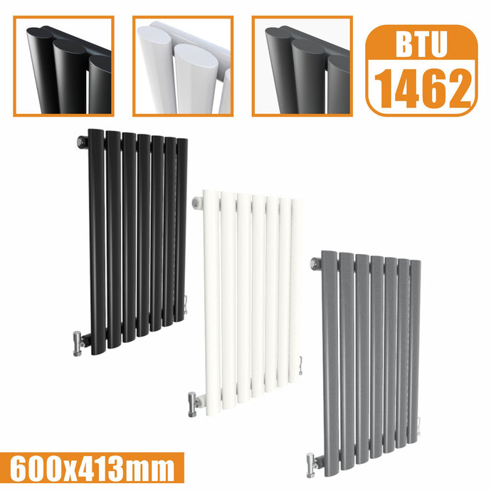 Horizontal Oval Column single Designer radiator 600x413 White Anthracite Grey AICA 