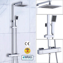 Load image into Gallery viewer, Thermostatic Mixer Shower  Set Square Head Chrome
